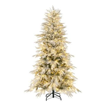 Costway Umetno božično drevo 180 cm z 250 toplo belimi LED lučmi, 594 konic vej, zelen kovinski podstavek