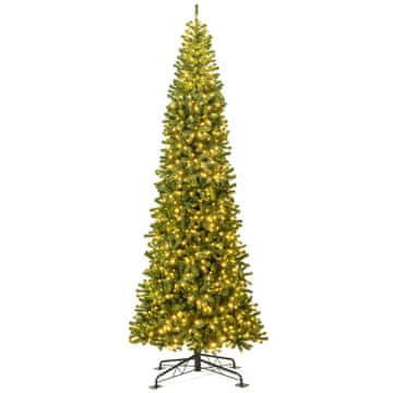 Costway Umetno členkasto predosvetljeno božično drevo 360 cm z 2536 PVC vejami in 1030 LED lučmi