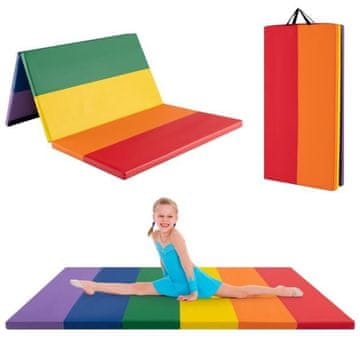 Costway Tridelna debela gimnastična podloga za valjanje z ježki, barvita