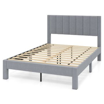 Costway Postelja z oblazinjenim okvirjem 200x140 cm sivo
