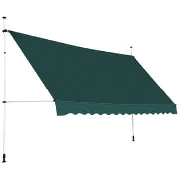 Costway Ročna izvlečna senčnica 400 cm nastavljiva višina 200-300 cm zelena
