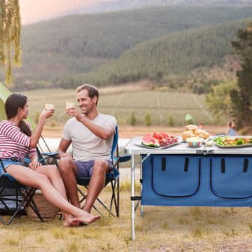 Costway Zložljiva kamping miza z nastavljivo višino, modra