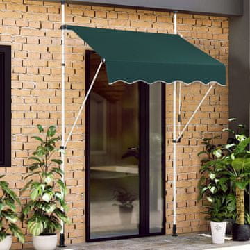 Costway Ročno izvlečna senčnica 150x125 cm nastavljiva višina 2-3 m zelena
