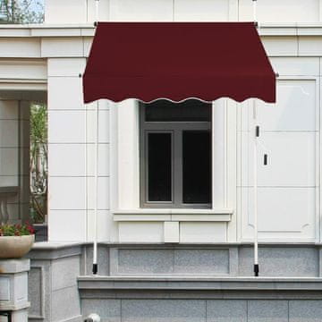Costway Ročno nastavljiv izvlečni nadstrešek 150x125 cm, nastavljiva višina 2-3 m, rdeč