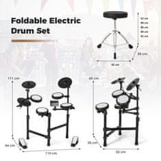 Costway Elektronski bobni z 10 demonstracijami, USB MIDI in 2 paličkami