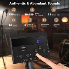 Costway Elektronski bobni z 10 demonstracijami, USB MIDI in 2 paličkami