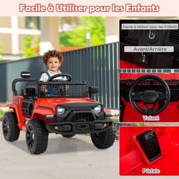 Costway Otroški električni tovornjak na baterije 12V, 3 hitrosti, rdeč