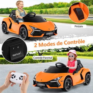 Costway Električni avto Lamborghini Revuelto 12V za otroke z daljinskim upravljalnikom in hidravličnimi vrati oranžen
