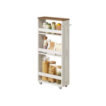 Songmics Voziček z 4 policami 15x43.2x86.5 cm, bela, rjava