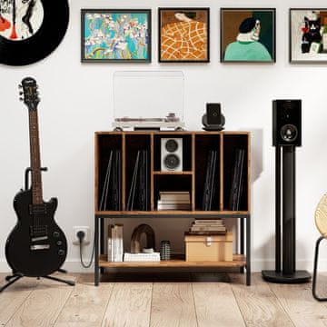 Costway Stojalo za gramofon z polnilno postajo in shranjevanjem vinilnih plošč
