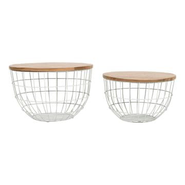 Livin Hill Set klubske mizice, 76x48.5x76 cm, bela, rjava