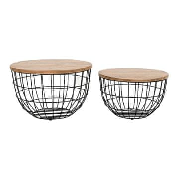 Livin Hill Set klubske mizice, 76x48,5x76 cm, črna, rjava