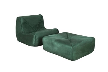 Livin Hill Fotelj z otomano, N24-15, 86x102x70 cm, zelena