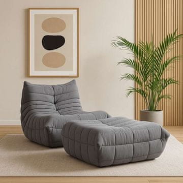 Livin Hill Fotelj z otomano, Nua N23-11 N22-11, 87x70x102 cm, siva