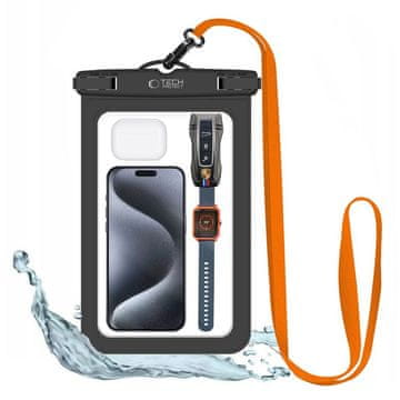 Tech-protect Vodoodporni etui za pametni telefon do 8,9'' – črno-oranžni