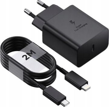 KOMPLET HITREG PD 45W STENSKI POLNILEC + KABEL ZA IPHONE 200 cm
