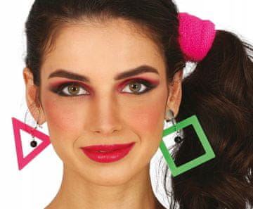 Guirca Uhani sponke DISCO trikotni kvadratni neonski 80-ih karnevalska zabava ples