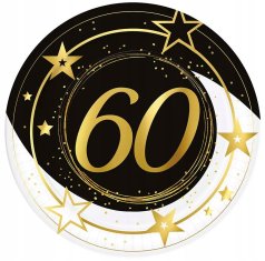 Fiestas Guirca Papirnati krožniki 60. rojstni dan Sixty Gold Black 23 cm 6 kosov