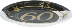 Fiestas Guirca Papirnati krožniki 60. rojstni dan Sixty Gold Black 23 cm 6 kosov