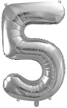Folija balon številka "5", srebrn, 86 cm, 1 kos.