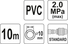 YATO PVC PNEVMATSKA CEV 10 mm x 10 m S HITRO SPOJKO YT-24224