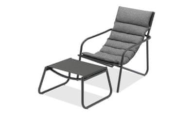 M&M Vrtni ležalnik COAST z naslonom za noge, antracitni aluminij, Homms