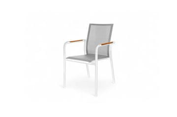 M&M Vrtni stol SOLLER 65x55x88 tikovina bela aluminij Homms