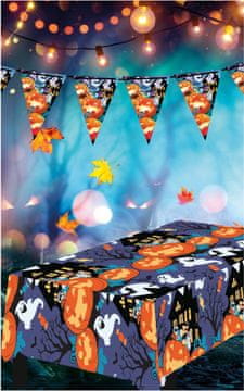 Fiestas Guirca Noč čarovnic, prt iz folije z motivom bučnih duhov, 137 x 274 cm