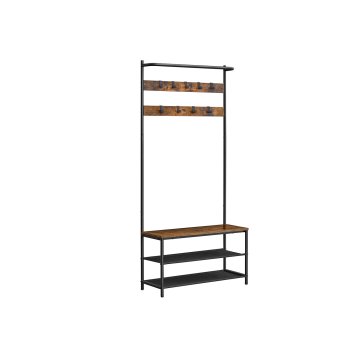 Songmics Obešalnik z klopjo za čevlje 32.2x84x180 cm rjav