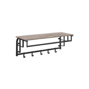 Songmics Stenski obešalnik za plašče 30x66x27 cm rjav