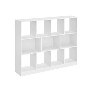 Songmics Knjižna omara 11 predelkov 30x126x100 cm bela