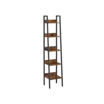Songmics Knjižna polica z lestvijo, 33.8x30x170 cm, rjava