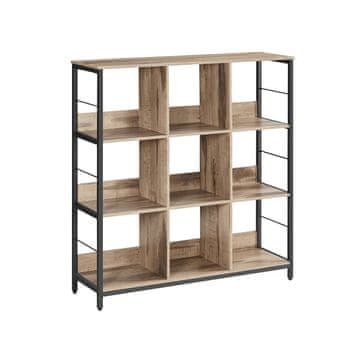 Songmics Knjigarna 3 nivoji 9 predelkov 30x100x103.1 cm rjava