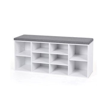 Songmics Klubska klop za čevlje 10 predalov 104x30x48 cm bela