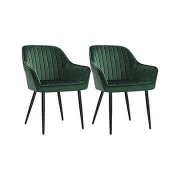 Songmics Set 2 jedilnih stolov 62.5x60x85 cm, zeleni oblazinjeni