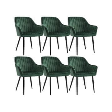 Songmics Jedilni stoli komplet 2 oblazinjena naslanjača 62.5x60x85 cm zelena
