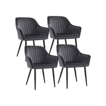 Songmics Jedilni stol z naslonjali, oblazinjena stolčka, komplet 2 kosa, 62.5x60x85 cm, siva