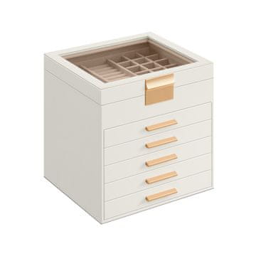 Songmics Škatla za nakit 20.3x23.1x22.8 cm bela