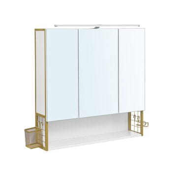 Songmics Kopalniško ogledalo z omarico 70x14.5x70 cm, belo, za shranjevanje