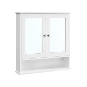 Songmics Stenska omarica z ogledalom, 15x65x75 cm, bela