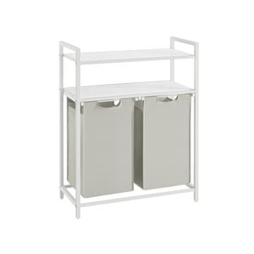Songmics Košara za perilo 2 predelka 73x33x92 cm bela