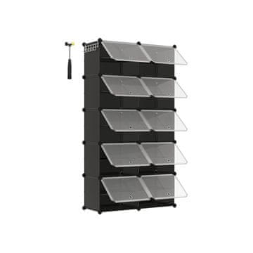 Songmics Obešalnik za čevlje 10 predelkov 32x165x125 cm črne barve