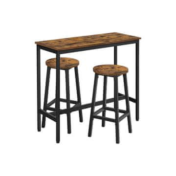 Songmics Set barske mize 2 barska stola 40x100x90 cm rjava črna