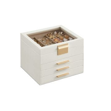 Songmics Škatla za nakit 20.3x23.1x16.5 cm bela