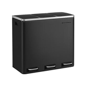 Songmics Sistem za ločevanje odpadkov s košem za smeti 61.5x31.5x56 cm črn
