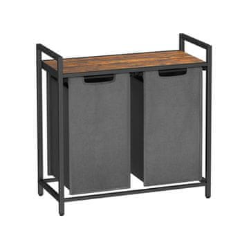 Songmics Košara za perilo 2 snemljivi vreči 73x33x72 cm rjava