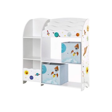 Songmics Otroška soba polica organizator igrač 93x30x100 cm bela