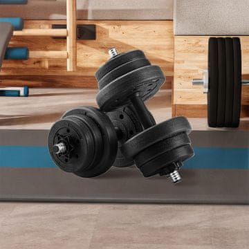Songmics Set uteži 2 v 1 s povezovalno jekleno palico 2x10 kg Črna
