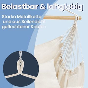 Songmics Viseči stol 150x128 cm kremno bel