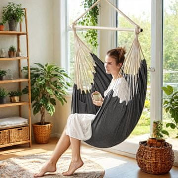 Songmics Viseči stol z 2 blazinama 150x128 cm siva